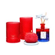 Kırmızı Diamond Cam Vazo/Mumluk(17 cm)