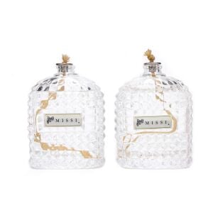 2'li Yasemin Kokulu Oval Kristal Cam Şişe Kandil Seti ( 2.100 ml)