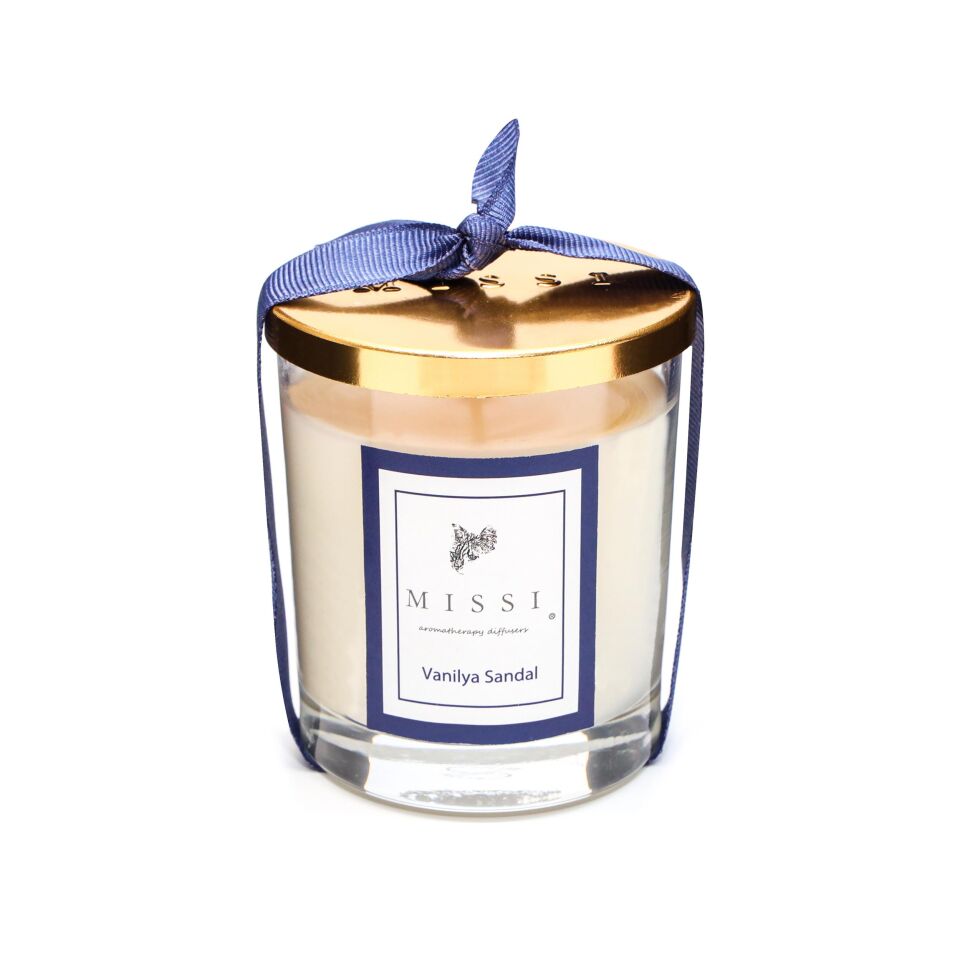 Kapaklı Vanilya Sandal Vegan Mum (140 gr)