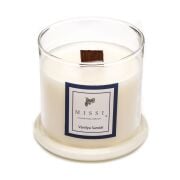 Üfleme Cam Ahşap Fitilli Vanilya Sandal Vegan Mum(140 gr)