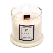 Üfleme Cam Ahşap Fitilli Vanilya Sandal Vegan Mum(140 gr)