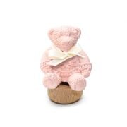 Ahşap Kaideli New Baby Kokulu Pembe Ayıcık Seramik Koku Taşı