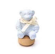 Ahşap Kaideli New Baby Kokulu Mavi Ayıcık Seramik Koku Taşı