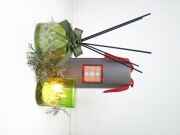 Özel Kutulu Yeşil Kristal Şişe Apple Cınnamon Oda Kokusu ve Mumluk Hediye Seti