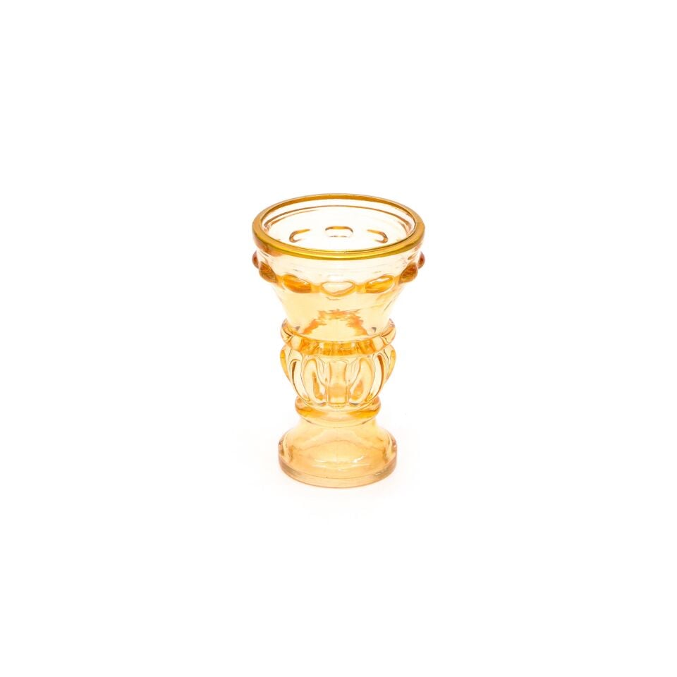 Kristal Gold Detaylı Amber Şamdan Mumluk