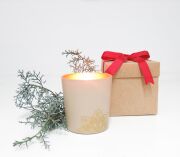 Özel Kutulu Büyük Gold Desenli Bardak Apple Cinnamon Kokulu Vegan Mum