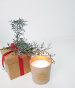 Özel Kutulu Büyük Gold Desenli Bardak Apple Cinnamon Kokulu Vegan Mum