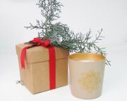 Özel Kutulu Büyük Gold Desenli Bardak Apple Cinnamon Kokulu Vegan Mum