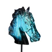 Özel El Yapımı Dekoratif Mavi At Büst/Heykel