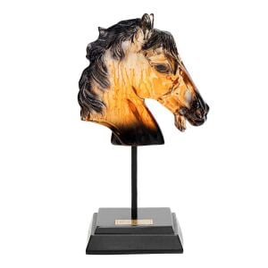 Özel El Yapımı Dekoratif Amber At Büst/Heykel