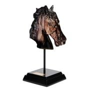 Özel El Yapımı Dekoratif Koyu Kahve At Büst