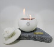 Mermer Kaideli Masaüstü Ekru Çiçek Kapaklı Şömine