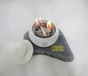 Mermer Kaideli Masaüstü Ekru Çiçek Kapaklı Şömine