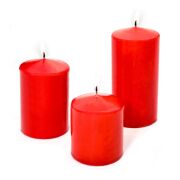 3lü Kırmızı Silindir Mum Seti (5,5 cm-7,5 cm-10 cm)