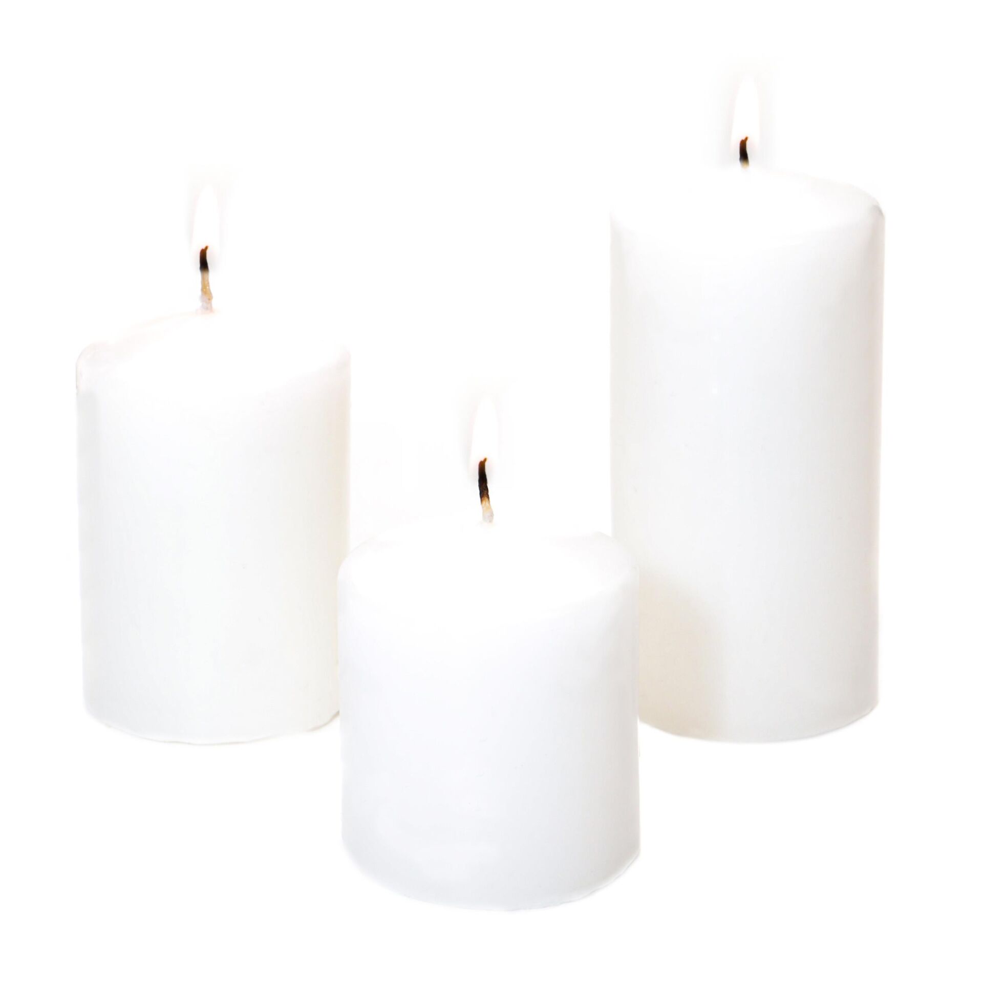 3lü Ekru Silindir Mum Seti (5,5 cm-7,5 cm-10 cm)