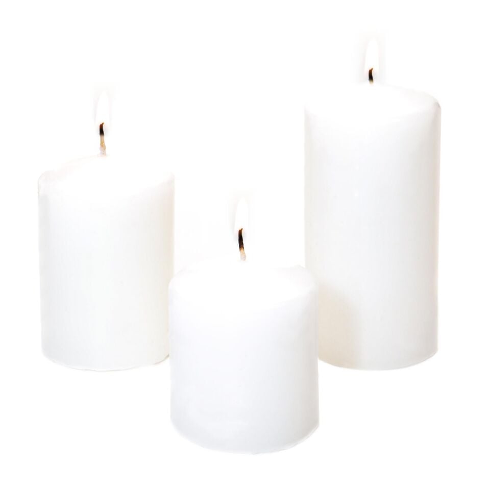 3lü Ekru Silindir Mum Seti (5,5 cm-7,5 cm-10 cm)