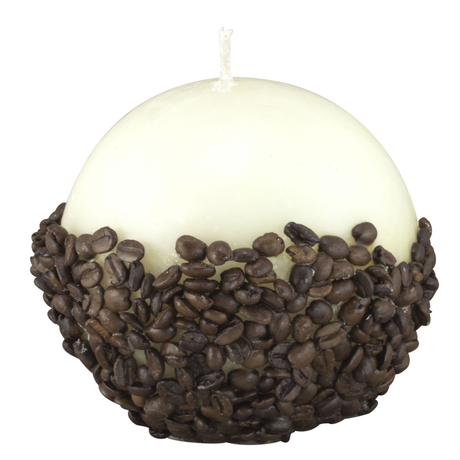 10 cm Kahve Çekirdekli Ekru Top Mum
