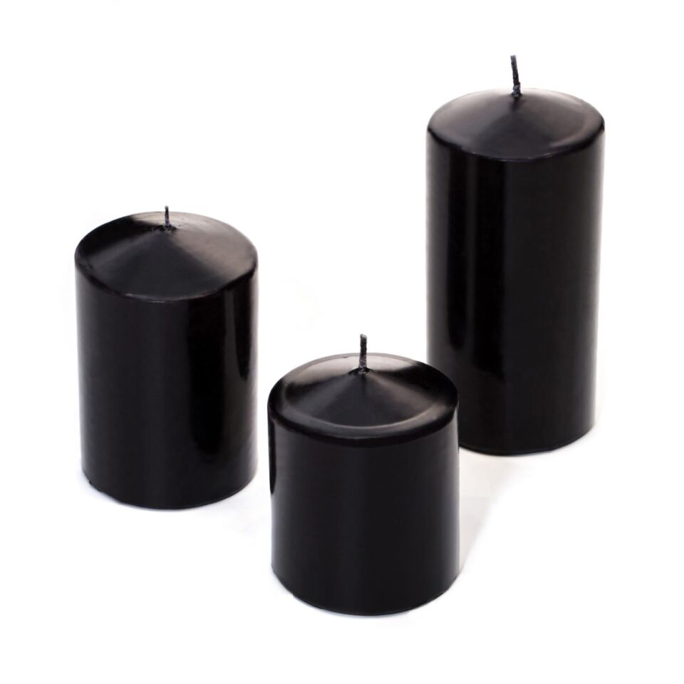 3lü Siyah Silindir Mum Seti (5,5 cm-7,5 cm-10 cm)