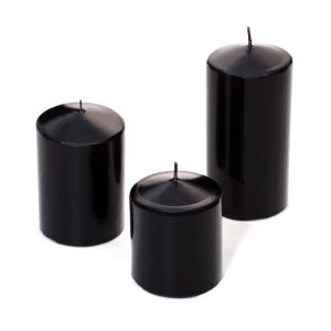 3lü Siyah Silindir Mum Seti (5,5 cm-7,5 cm-10 cm)
