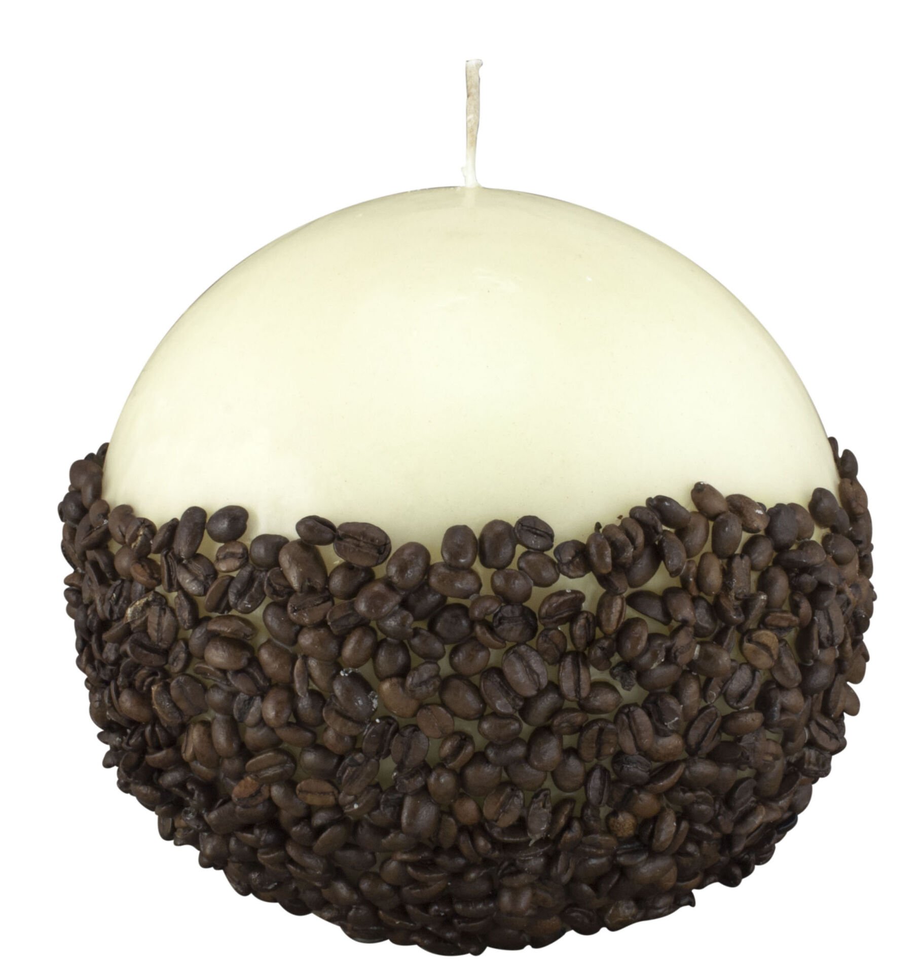 20 cm Kahve Çekirdekli Vanilya Kokulu Ekru Mum