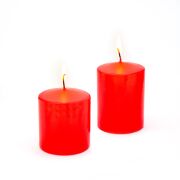 2li Kırmızı Kalın Silindir Mum Seti (7 cm çap)