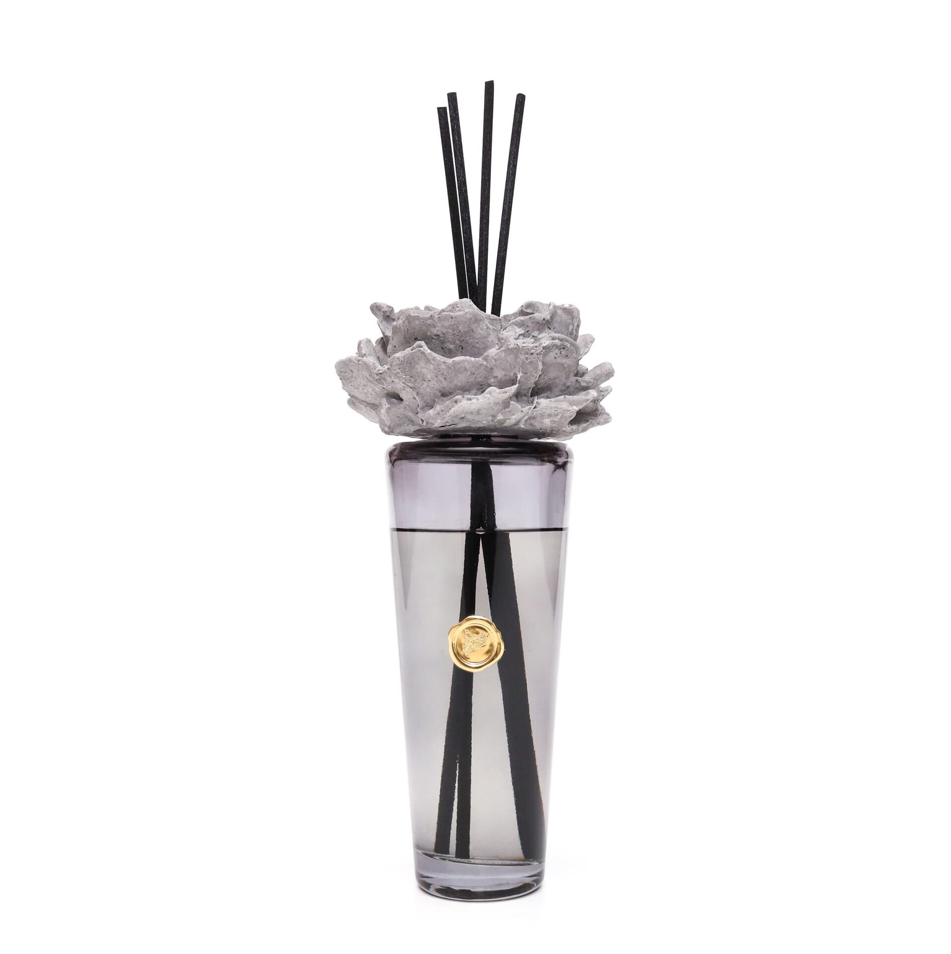 400 ml Siyah Konik Cam Şişe Seramik Taş Bambu Çubuklu Black Vanilya Oda Kokusu