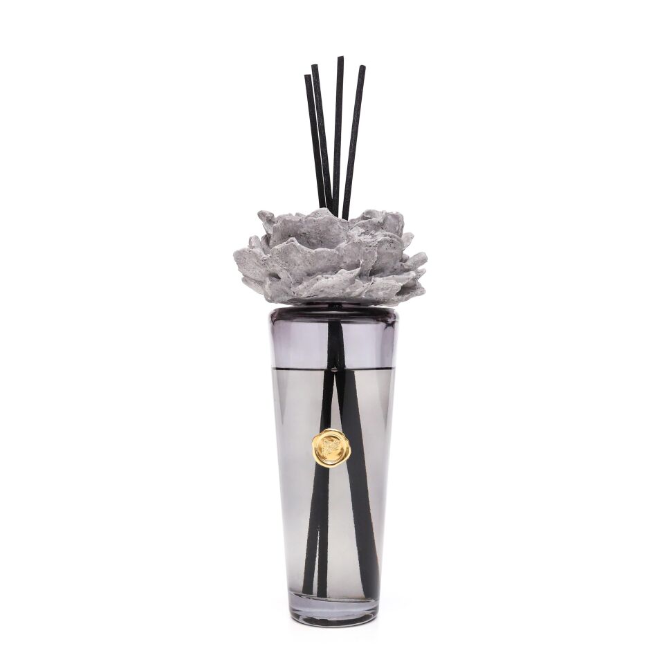 400 ml Siyah Konik Cam Şişe Seramik Taş Bambu Çubuklu Black Vanilya Oda Kokusu