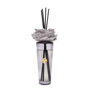 400 ml Siyah Konik Cam Şişe Seramik Taş Bambu Çubuklu Black Vanilya Oda Kokusu