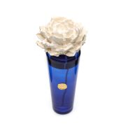 400 ml Mavi Konik Cam Şişe Seramik Taşlı Vanilya Sandal Oda Kokusu