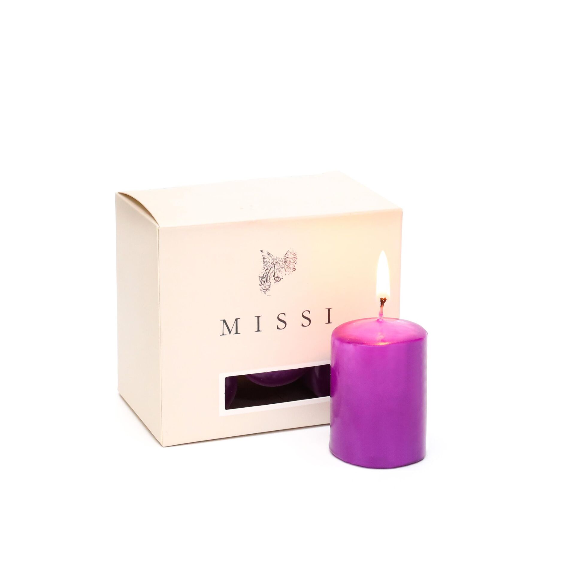 6'lı Mor Bar Mum Seti ((4X6 cm)