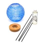 Mavi Elegance Yuvarlak Cam Vanilya Sandal Oda Kokusu&Vazo