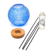 Mavi Elegance Yuvarlak Cam Vanilya Sandal Oda Kokusu&Vazo