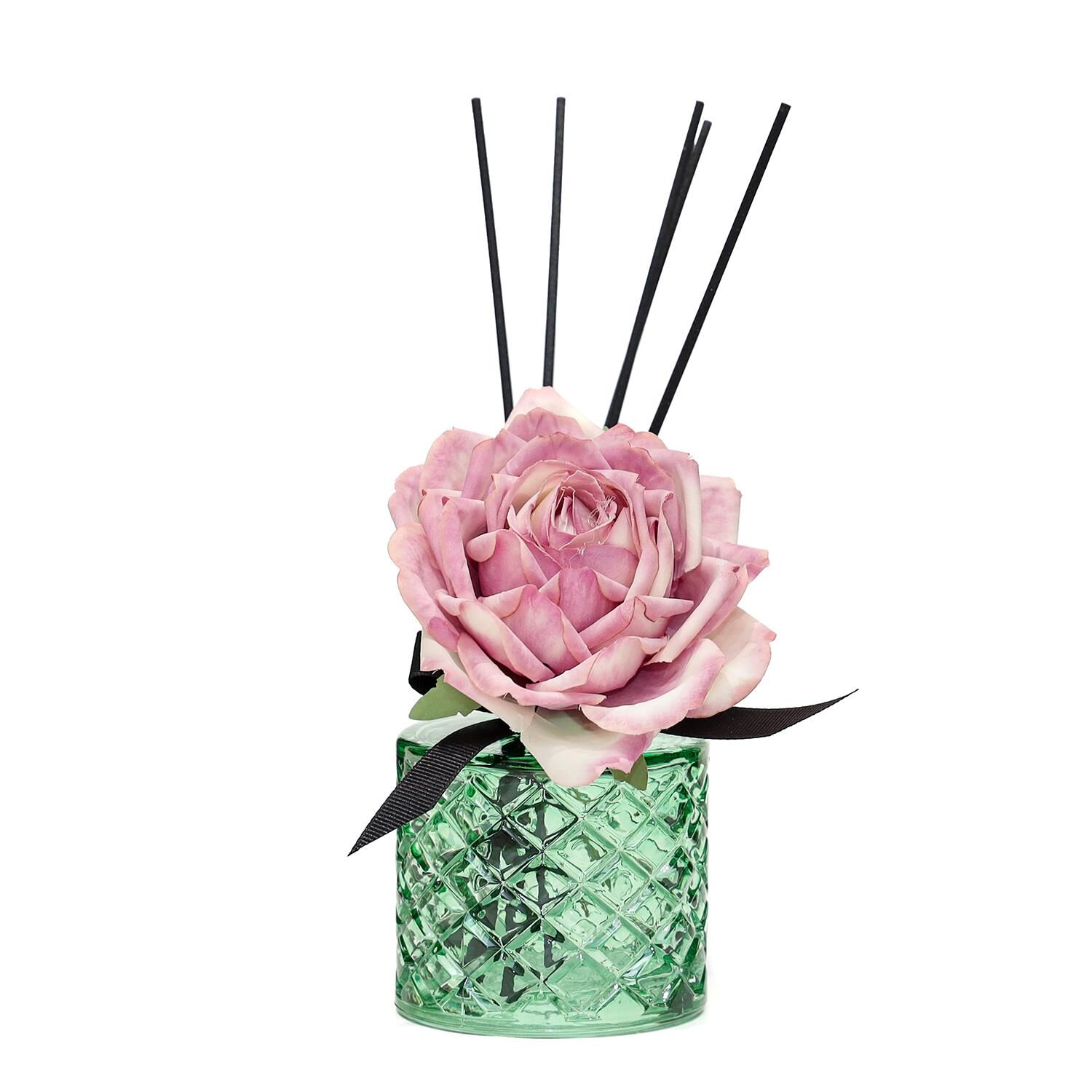 Kristal Gül Serisi- Yeşil Cam/White Jasmine Oda Kokusu