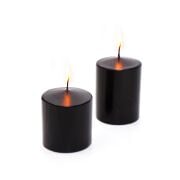 2li Siyah Kalın Mum Seti (7 cm çap)