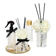 Kristal Gül Serisi- Şeffaf Cam/Black Vanilya Oda Kokusu