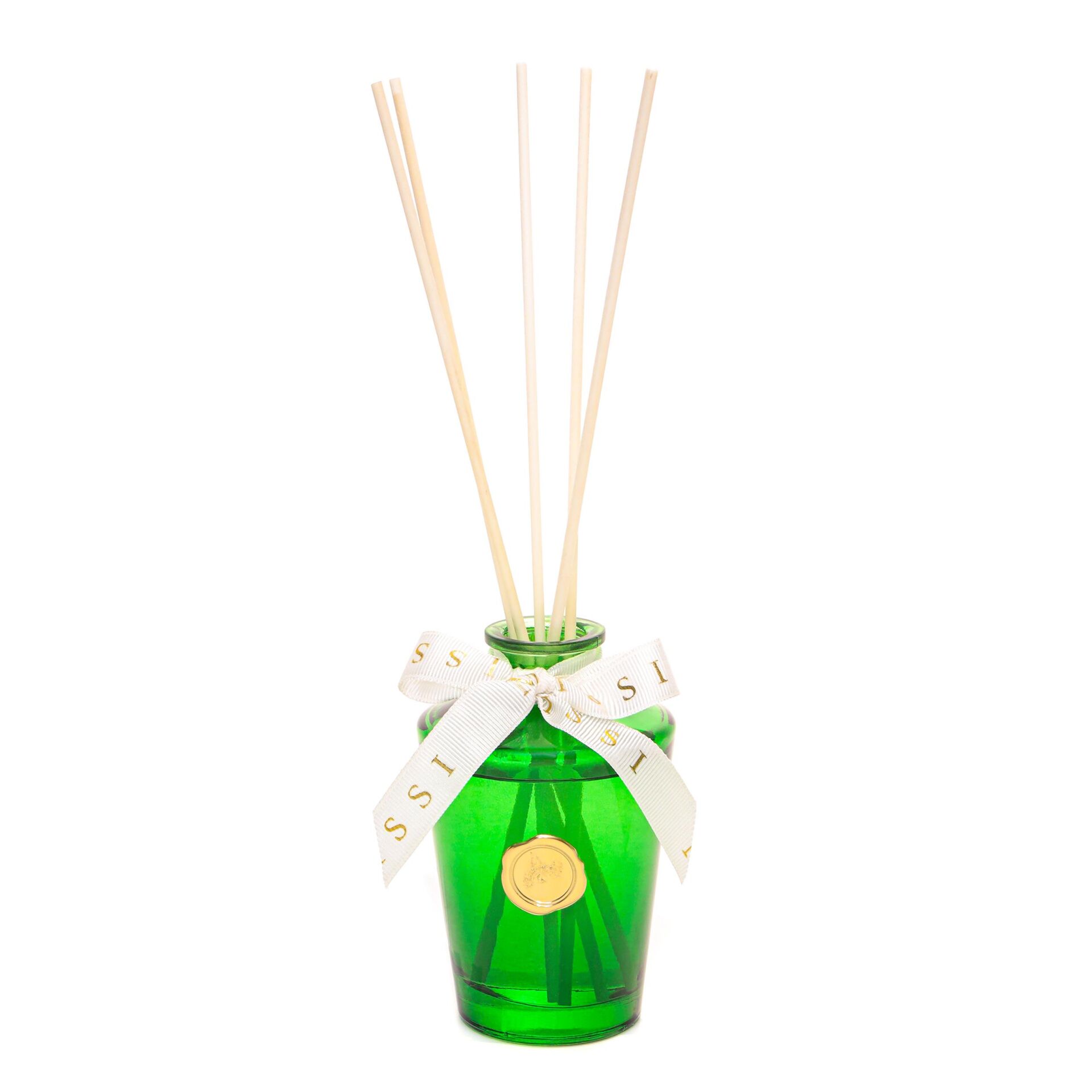 130 ml Yeşil Konik Cam Şişe Bambu Çubuklu White Jasmin Oda Kokusu