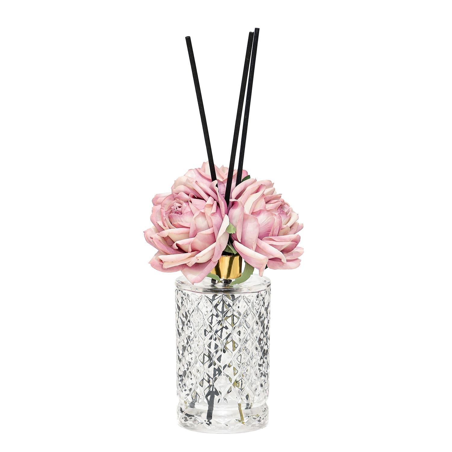 Kristal Gül Serisi- Şeffaf Silindir Cam/Iris Pudra Oda Kokusu