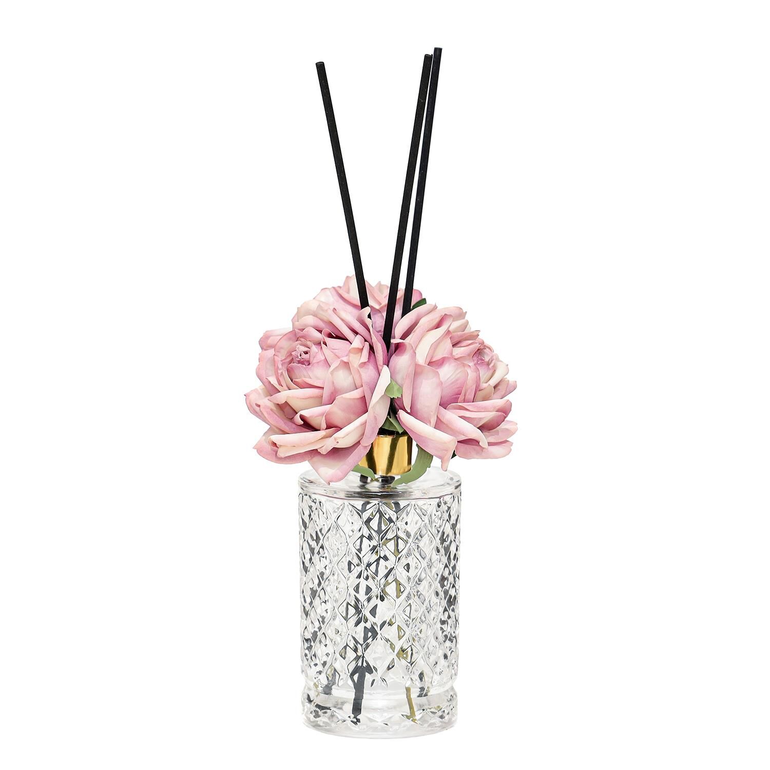 Kristal Gül Serisi- Şeffaf Silindir Cam/Iris Pudra Oda Kokusu