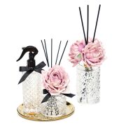 Kristal Gül Serisi- Şeffaf Silindir Cam/Iris Pudra Oda Kokusu