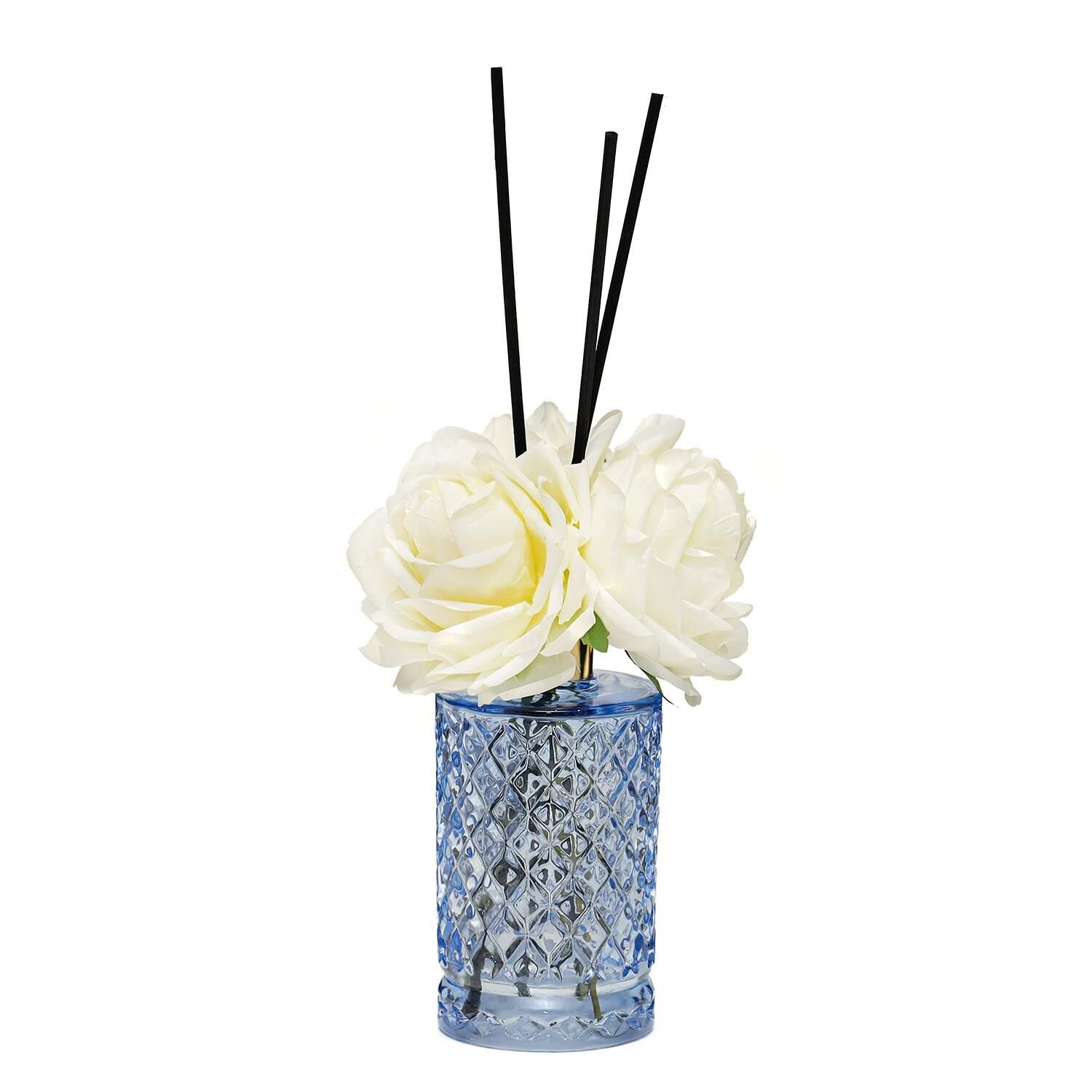 Kristal Gül Serisi- Mavi Silindir Cam/Yasemin Sandal Oda Kokusu