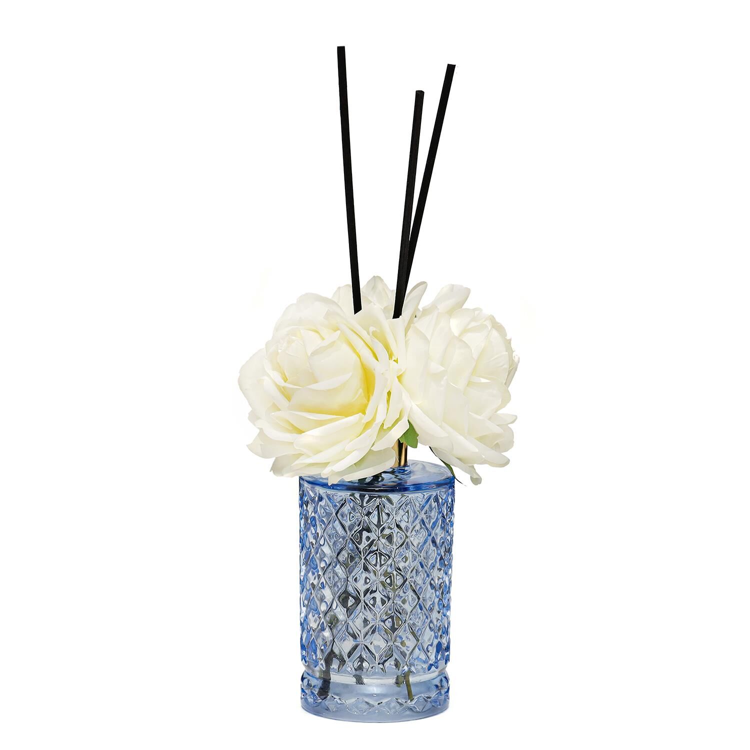 Kristal Gül Serisi- Mavi Silindir Cam/Yasemin Sandal Oda Kokusu