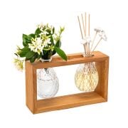 Masif Ahşap Standlı Vanilya Sandal Oda Kokusu ve Vazo Seti