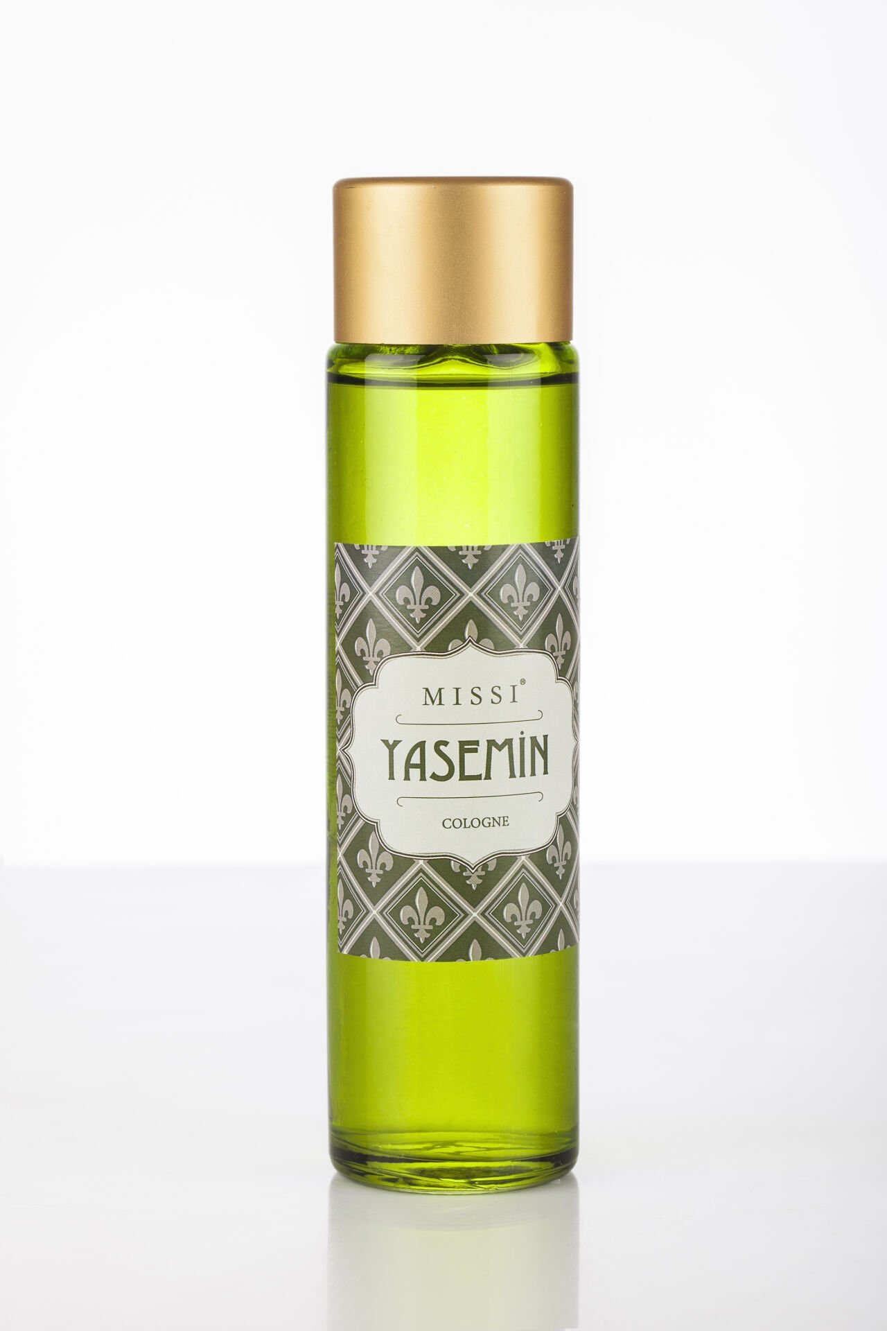 200 ml Yeşil Cam Şişe Beyaz Yasemin Kolonya