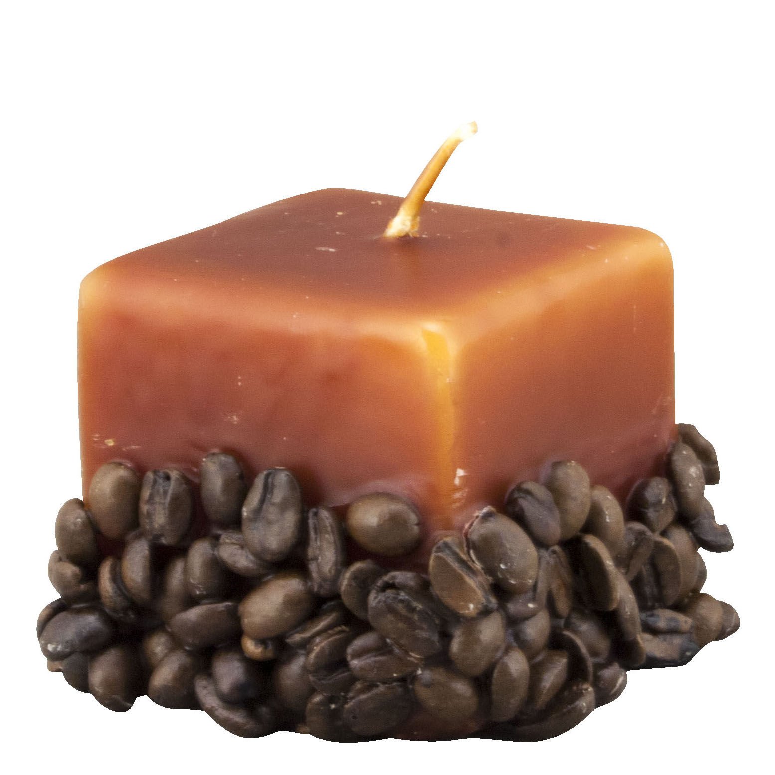 5,5 X 5,5 Kahve Çekirdekli Açık Kahverengi Mum