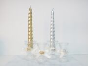 Wedding 4'lü Gold ve Gümüş Burgulu Şamdan Mum Seti