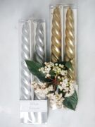 Wedding 4'lü Gold ve Gümüş Burgulu Şamdan Mum Seti