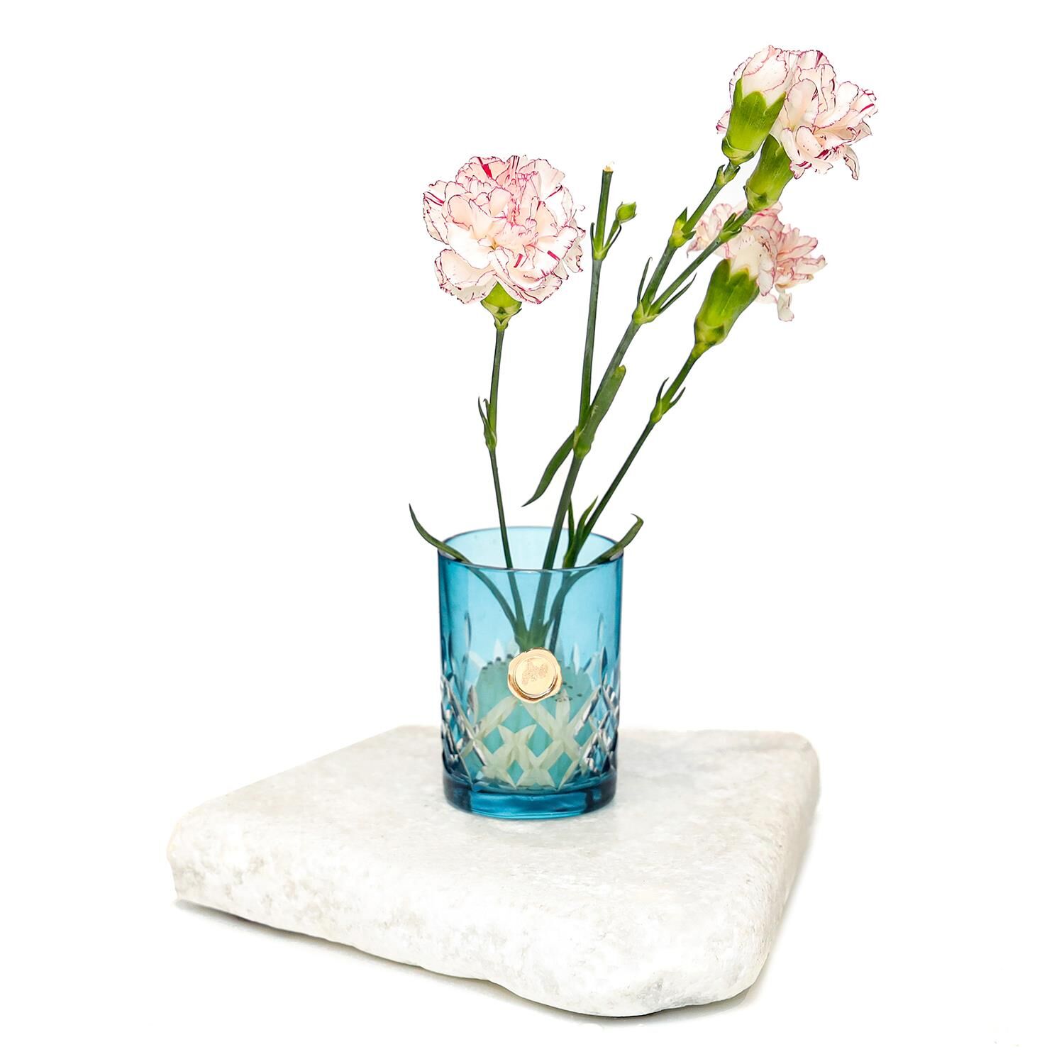 Flora Design- Minimal Mavi Kesme Cam Vazo