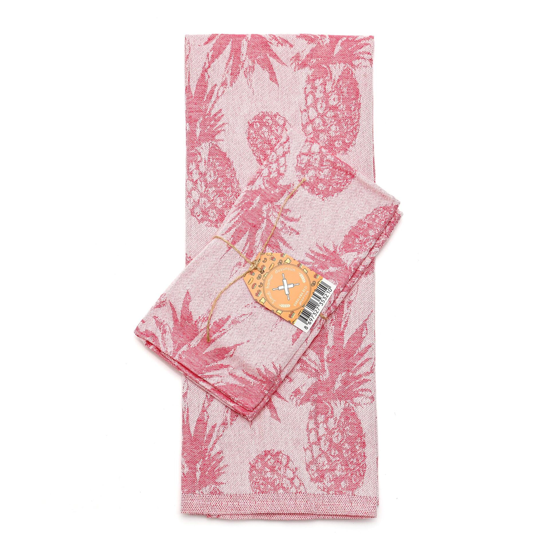 2'li Pembe Ananas Jakarlı Kurulama Bezi Seti
