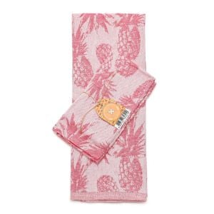 2'li Pembe Ananas Jakarlı Kurulama Bezi Seti