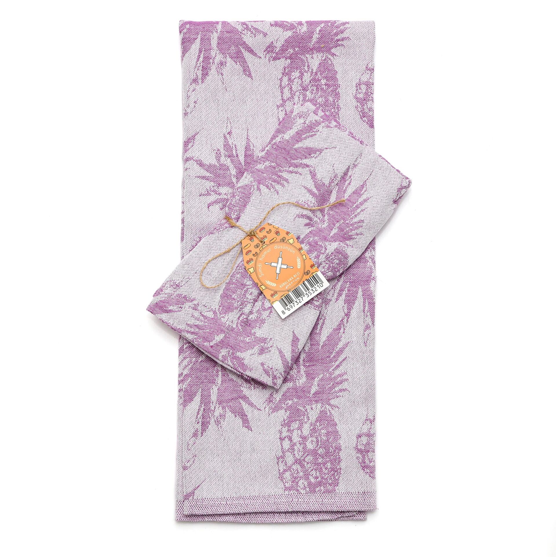 2'li Mor Ananas Jakarlı Kurulama Bezi Seti